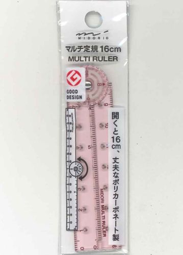 【メール便ＯＫ】ミドリ　マルチ定規　ピンク　16cm 42298-006　[4902805422987]