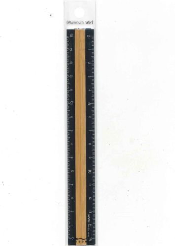 【メール便ＯＫ】ミドリ　アルミ＆ウッド定規　15cm 42270-006　黒　[10015012]
