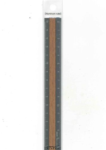 【メール便ＯＫ】ミドリ　アルミ＆ウッド定規　15cm 42304-006　グレー　[4902805423045]