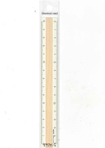 【メール便ＯＫ】ミドリ　アルミ＆ウッド定規　15cm 42305-006　アイボリー　[4902805423052]