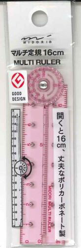 【メール便ＯＫ】ミドリ　マルチ定規　ピンク　16cm 42298-006　[4902805422987]