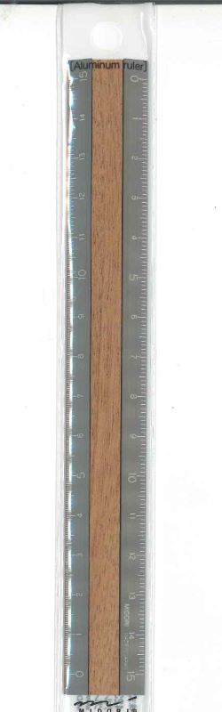 【メール便ＯＫ】ミドリ　アルミ＆ウッド定規　15cm 42304-006　グレー　[4902805423045]